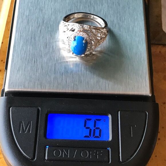 Natural Ceruleite Sterling Silver Leaf Ring - Picture 7 of 8